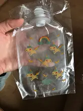Botella de agua caliente transparente, calentador de mano de dibujos animados, Mini bolsas de agua caliente portátiles a prueba de explosiones