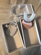 Azdent-cepillo de dientes eléctrico sónico, automático, 360 grados, tipo U, 4 modos, carga USB, blanqueador de dientes, luz azul