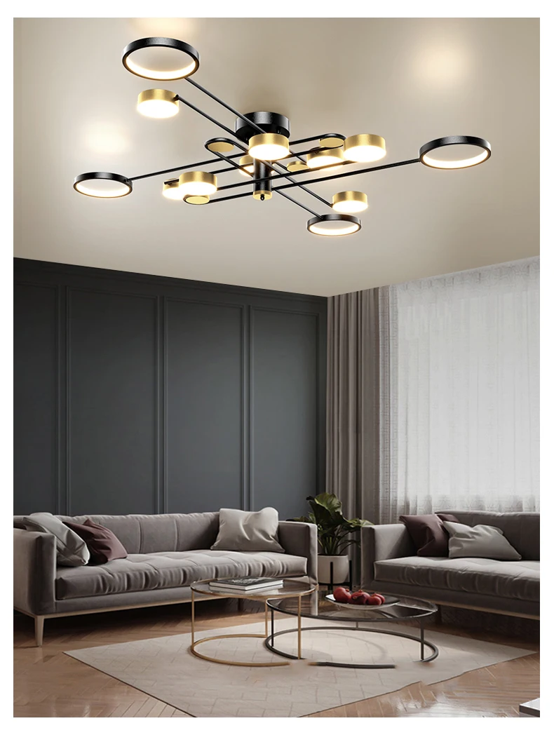 chandeliers Modern LED Chandelier For Living Room Bedroom Dining Room Kitchen Ceiling Pendant Lamp Black Gold Design Remote Control Light home depot chandeliers