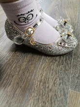 Zapatos de princesa para niñas, zapatillas con flores y brillantina para niñas pequeñas, incluye tacón alto y moño estilo mariposa, en azul, rosa y plata, talla 26-38