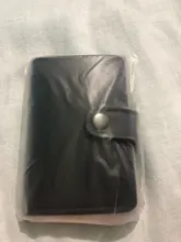Bycobecy-tarjetero de aluminio con broche para hombre y mujer, funda de Metal RFID para tarjeta de identificación inteligente, Delgado, titular de la identificación, cuero PU
