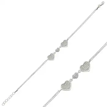 

KUTAYDAN 925 Sterling Silver Hearts Lady Bracelet