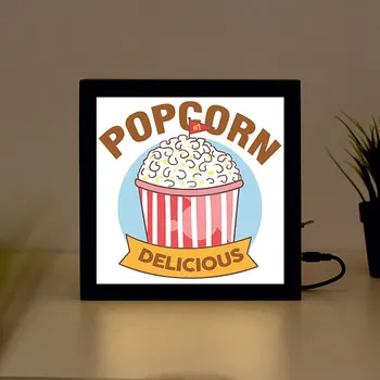 

Delicious Popcorn handcrafted Wooden Light Box Sign for Home, Restaurant, Coffee Shop Business Signage