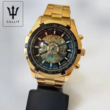 Winner-reloj mecánico automático para hombre, reloj de esqueleto de oro, Vintage, de marca superior, de lujo