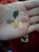 Colgantes de hojas de árbol de 17x9mm, 50 Uds., colgantes, collar, pulsera, tobillera, accesorios para fabricación de joyas, DIY