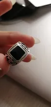 Anillo de navidad plateado para hombre, anillos de esmalte cuadrado y negro, joyería fina, alta calidad, 8-11
