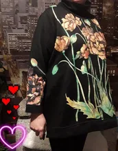 Women Hoodies Clothing Sweatshirts Floral-Print DIMANAF Autumn Winter Pullover Tops Turtleneck