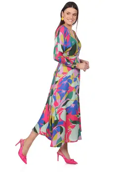 

Double breasted Collar Multi-Color Dress