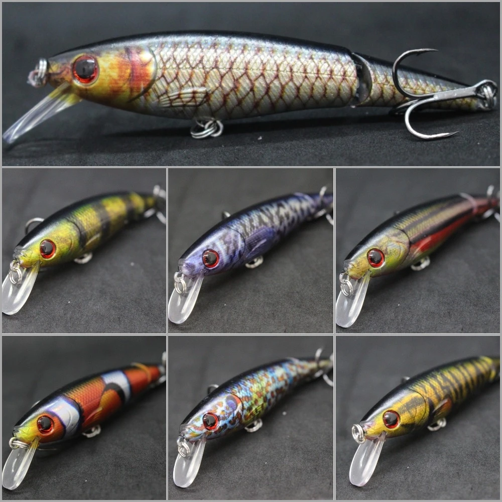 

wLure 10cm 14g Jointed Minnow Jerkbait 2 Segments Tight Wobble Sinking RealSkin Painting Cutting Blade Hooks Fishing Lures HS652