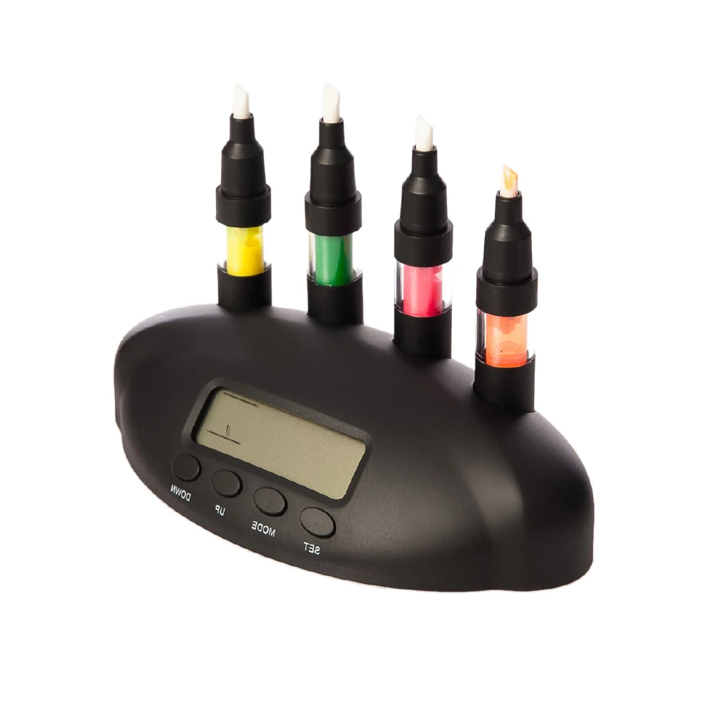 

Nectar Digital Clock Highlighter Pen Stand, Functional, 4 Color Highlighter, Office Decoration, Table Clock