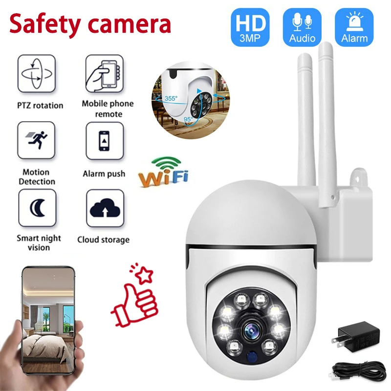 New 300W Surveillance Camera Wifi Night Vision Full Color Automatic Human Tracking CCTV Video Security Protection Monitor |