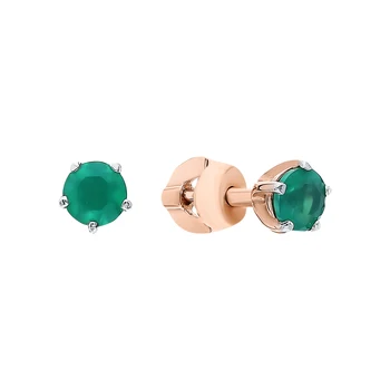 

Gold earrings with agate sunlight sample 585