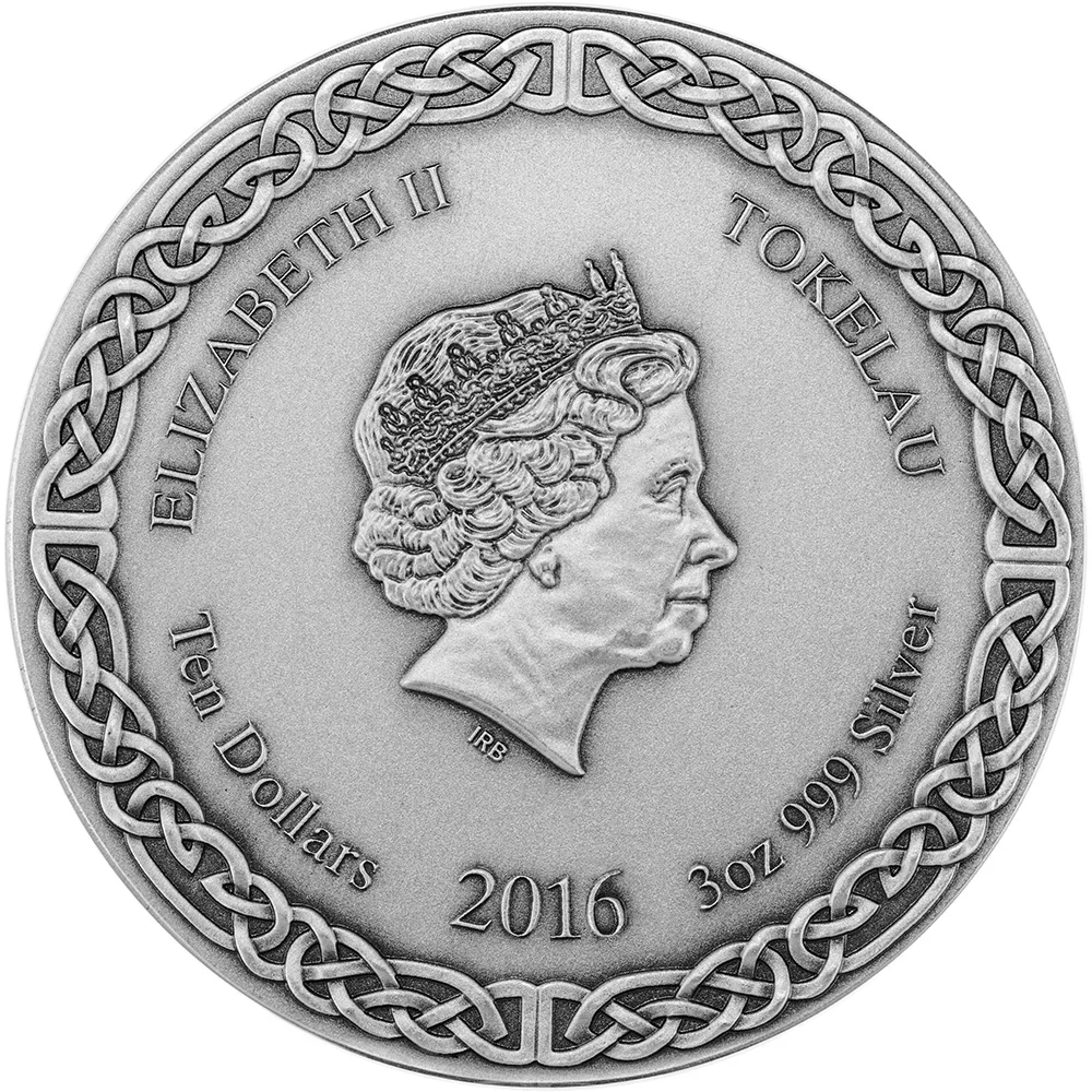 ODIN линейка AESIR Legends OF Asgard Max Relief 3 Oz Серебряная монета 10$ Токелау