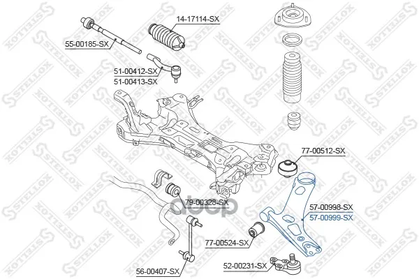 57-00999-Sx_рычаг Правый!Hyundai I40 Cw(Vf) 11 Stellox 5700999sx Stellox арт. 5700999SX