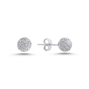 

Angemiel 925 Silver 6mm Zircon Cubic Zirconia Ball Earrings