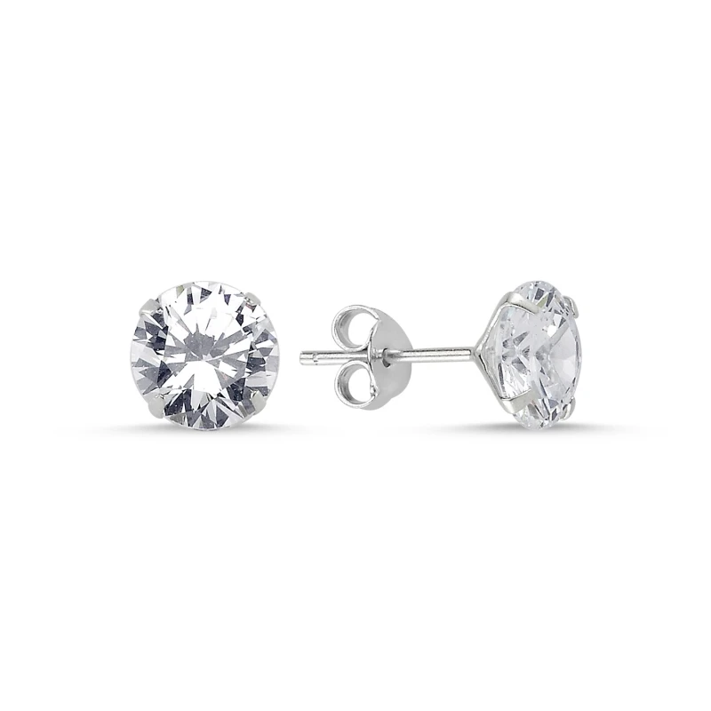 

Silver 925 Sterling 8mm Round Zircon Engagement Earrings