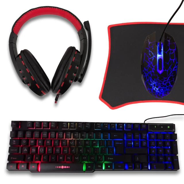 SET 4 PEZZI PER PC DA GAMER TASTIERA/MOUSE/TAPPETINO/CUFFIE COD. AS-1088 -  AliExpress