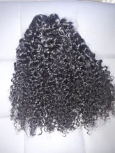 Coleta de pelo rizado Afro, cabello humano Remy brasileño con cordón, coleta Ombre, extensiones de cabello