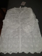 2021 elegante blusas novedad de verano estereoscópica de encaje blanco bordado camisa Blusa de algodón de manga corta de mujer 9638