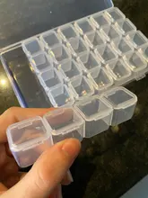 Mordoa-caja de almacenamiento de cuentas de plástico transparente con 28 ranuras, caja organizadora para herramientas de manicura de decoración de uñas, expositor de joyería