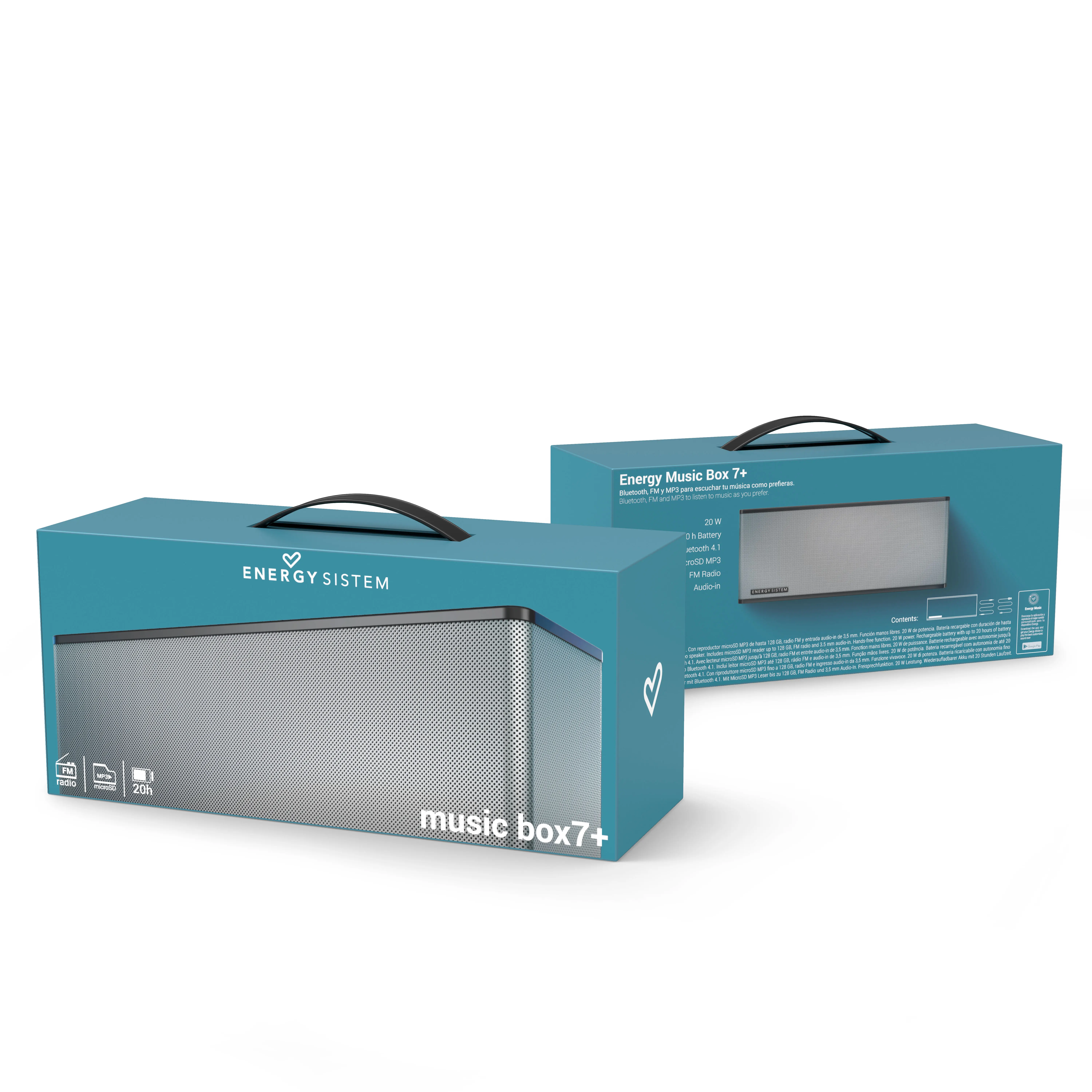 Energy Sistem Music Box 7 +-portable speaker (Bluetooth 4.1, 20 W,microSD MP3, FM, hands-free, audio-in and rechargeable battery)