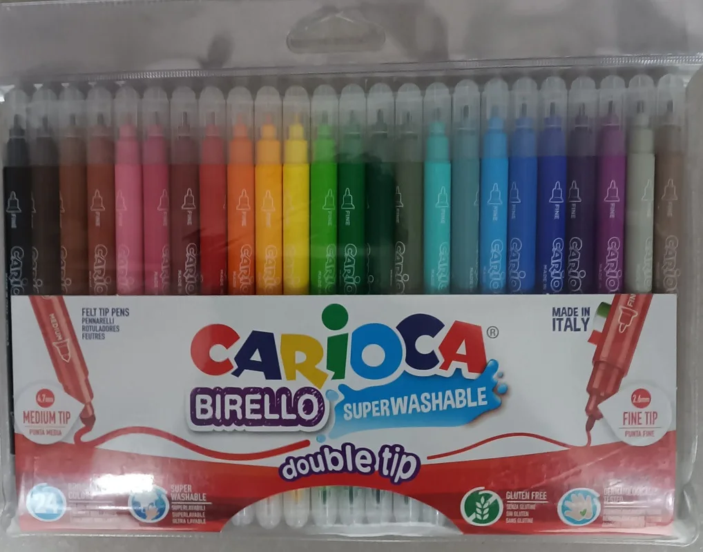 Rotuladores doble punta Carioca Birello colores surtidos 24 uds