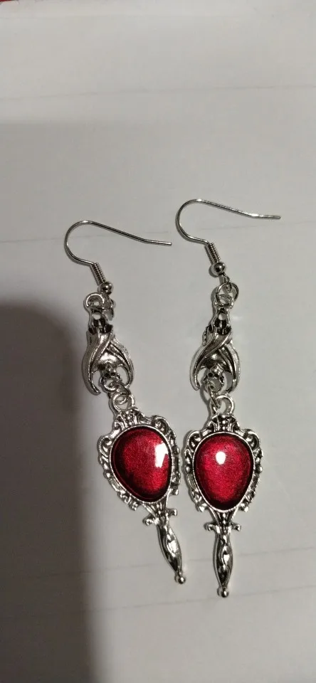 Vintage Vampire Bat Magic Mirror Drop Earrings Gothic Punk Dangling Jewelry Gift Vintage Vampire Bat Magic Mirror Drop Earrings Gothic Punk Dangling Jewelry Gift