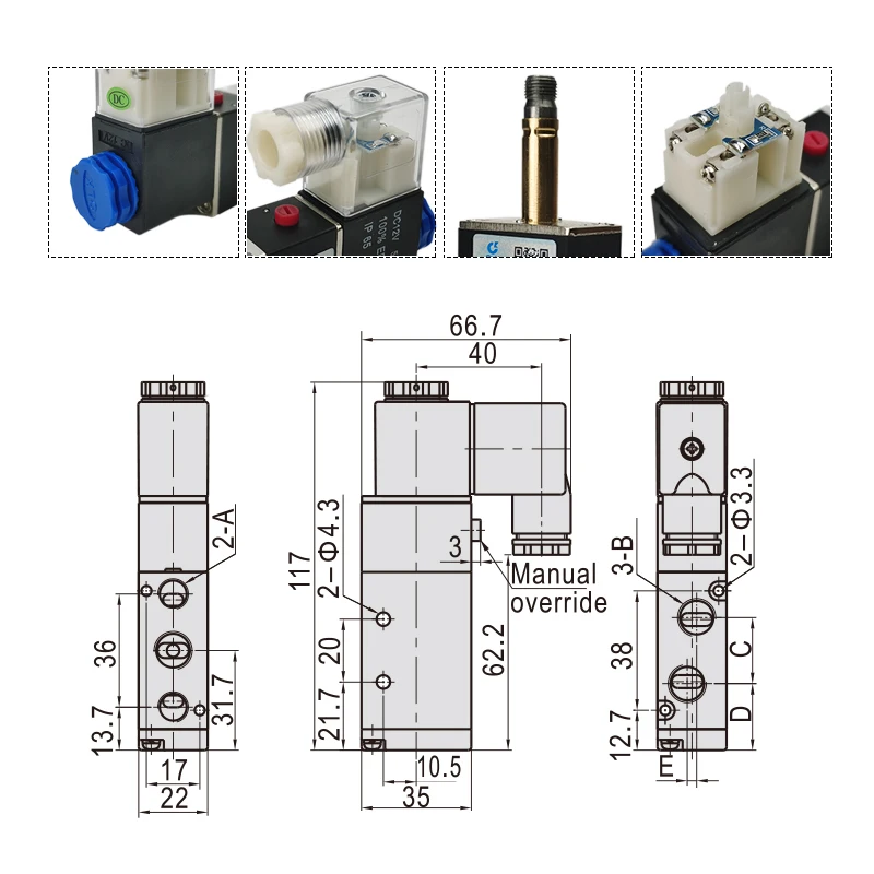 4V210-08  Ǹ   ̵ַ  5  2 ġ    ڱ 12V 24V 220V  Ʈ ȣ
