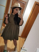 Mini Dress Lantern Short-Sleeve OOTN A-Line Pink Elegant Green Cotton Casual Women Ladies