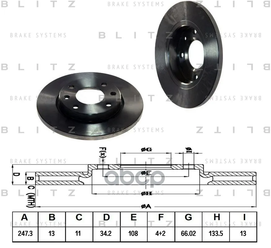 Диск Тормозной Peugeot 206/306 97-/Citroen Xsara 97- Blitz арт. BS0161
