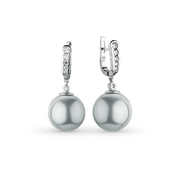 

Silver earrings with cubic zirconia and pearls sunlight sample 925