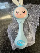 Destellos musicales para bebés, sonajero mordedor, juguetes con campanas de mano de conejo, mordedor móvil para bebés, chupete de lágrimas para bebés, juguetes educativos para edades tempranas de 0 a 12M