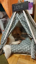 Pet-Tent House Kennels Teepee Puppy-Cat Cave Kitten Outdoor Portable Linen with Mat