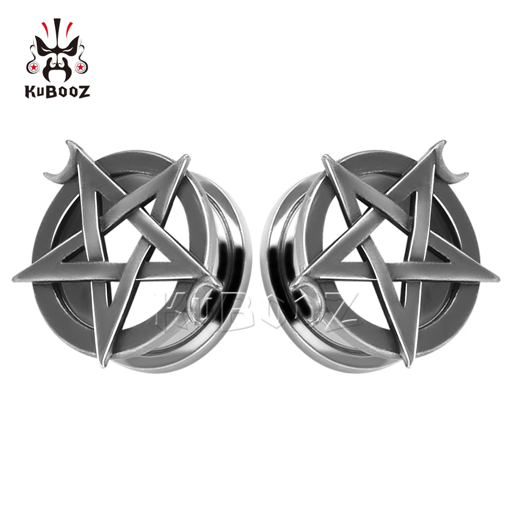 Wholesale Price Stainless Steel Pentagram Star Moon Ear Tunnels Expanders Body Piercing Jewelry Earring Gauges Stretchers 34PCS