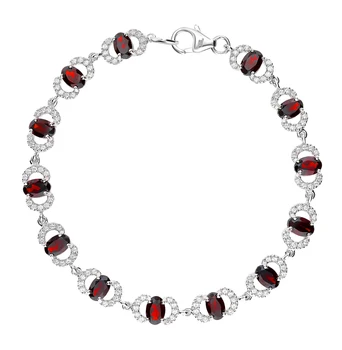 

Silver Bracelet with cubic zirconia and Garnet sunlight sample 925