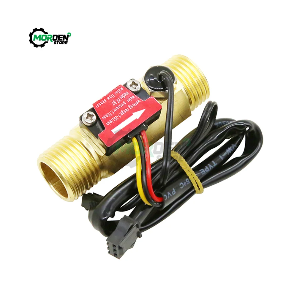 YF-B7 Hall Flowmeter Water Flow Sensor With Temperature Detection Metal Flowmeter Turbine Flow Meter Copper Sensor Accessories