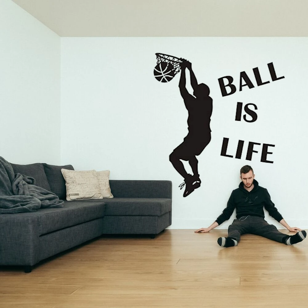 

New Decal Ball Is Life Basketball Design wall sticker Decor with different kinds of color A0031 to choose