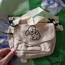 Bandolera de lona con estampado de dibujos animados para mujer, bolso de hombro tipo sobre
