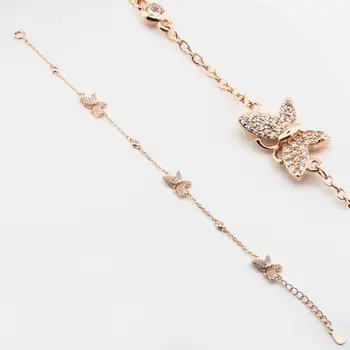 

925 Sterling Silver Zircon Stone Butterfly Womens Bracelet
