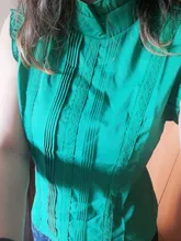 Camisetas ajustadas con manga de volantes para mujer, blusas ajustadas informales para oficina, blusa blanca Vogue para mujer 2020