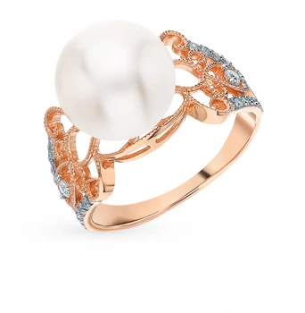 

Gold ring with cubic zirconia and pearls sunlight sample 585