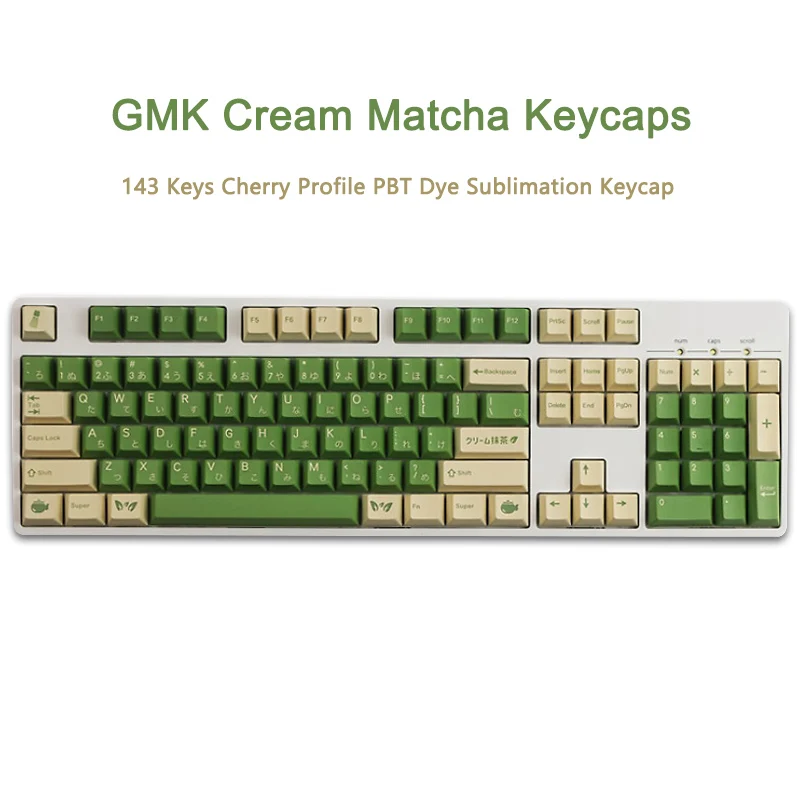Chaves Gmk Creme Matcha Keycaps Cereja Perfil Pbt Dye-sub Teclado Mecânico Keycap para mx Switch com 1.75u 2u Shift 61 68 143