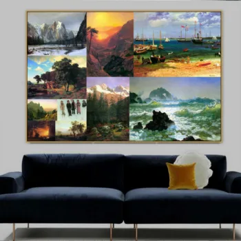 

Albert Bierstadt Old Famous Master Artist Cathedral Rock Canvas Painting Photo Collage Print for Room Wall Decor Wall Art