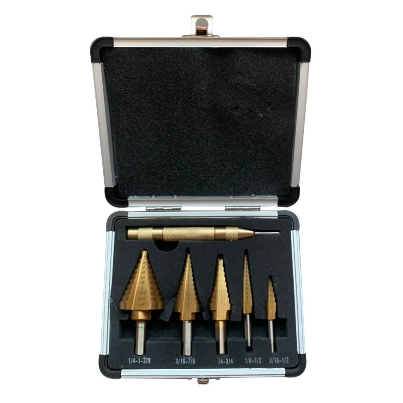5pcs/set Citop HSS Multiple Hole Cut Dint Cone Drill Groove Drilling Hole Cutter Dint Tool Titanium Step Step Coated Metal Drill