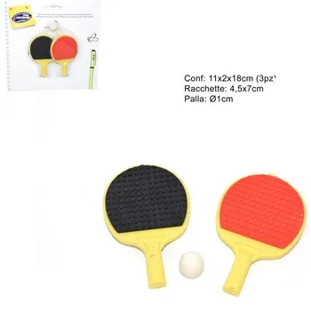 

PACKAGING OF RACKETS SET PING PONG SHAPED ERASERS SCHOOL