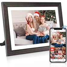 10 Inch WiFi Digital Photo Frame HD Display Touch Screen Wooden Picture Frame Share Photo via Frameo Wedding Gifts Brithday Gift