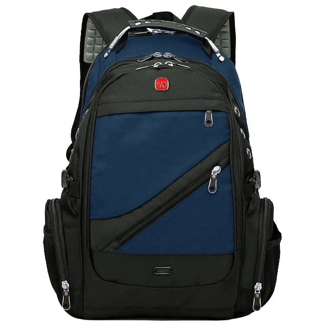 Swiss backpack 8810 USB 35 L. With a rain cover + Army watch as a gift. Men's backpack, urban, school Dark Blue