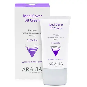 

BB-cream moisturizing SPF-15 ideal cover BB-cream vanilla 01, tube 50 ml, aravia professional