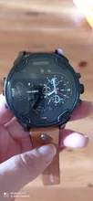 Reloj de cuarzo grande para hombre, cronógrafo con cuerpo de 52mm con pulsera, resistente al agua, con doble hora, estilo militar