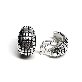 

925 sterling silver earrings m drawing rusty mesh [AB2590]